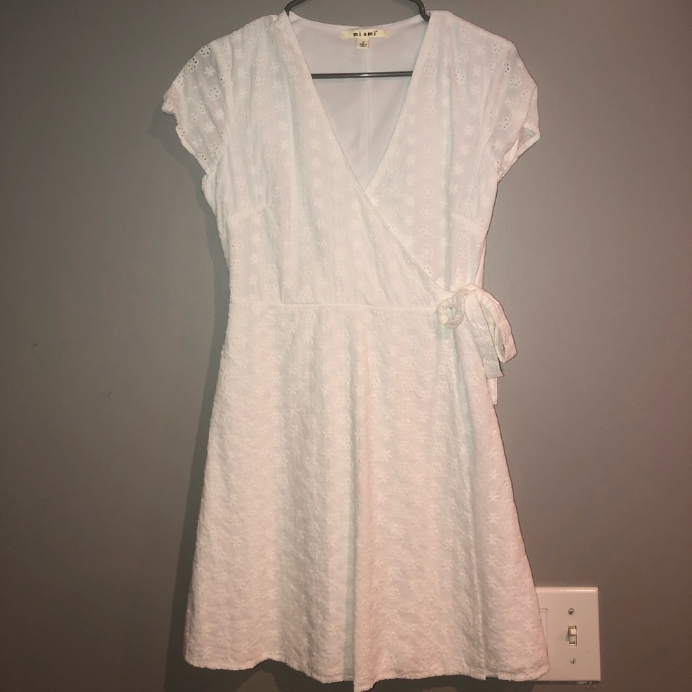 Floral Embroidered Front Wrap Dress
